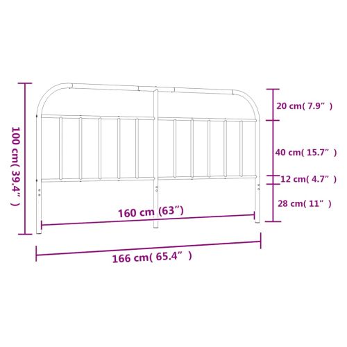 Метална резервна табла за легло, черна, 160 см