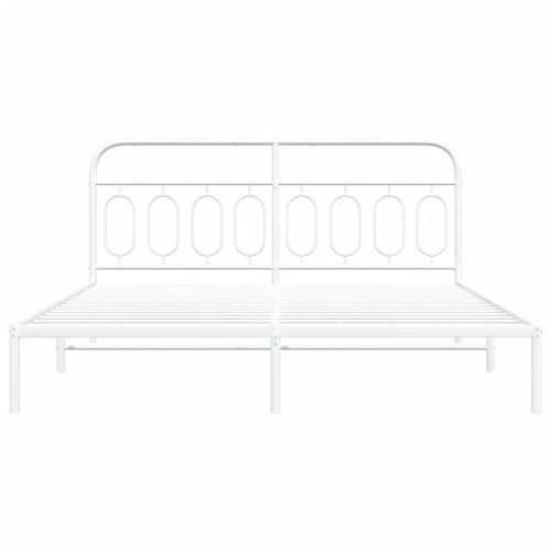 Метална рамка за легло с горна табла, бяла, 160x200 см