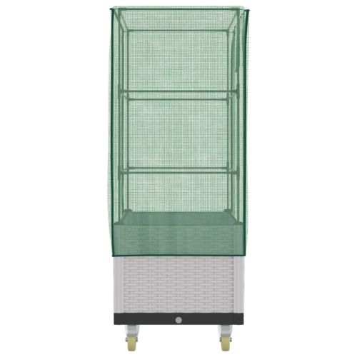 Повдигнато легло с капак и колела, ратанова визия, 80x50x182 см