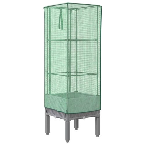 Повдигнато легло с оранжерия калъф, ратанов вид, 40x40x140 см