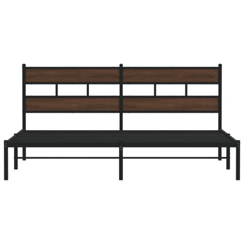 Рамка за легло, без матрак, с табла, кафяв дъб, 200x200 см