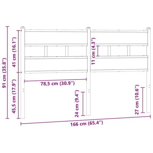 Резервна табла за легло, кафяв дъб, 160 см, стомана и инженерно дърво
