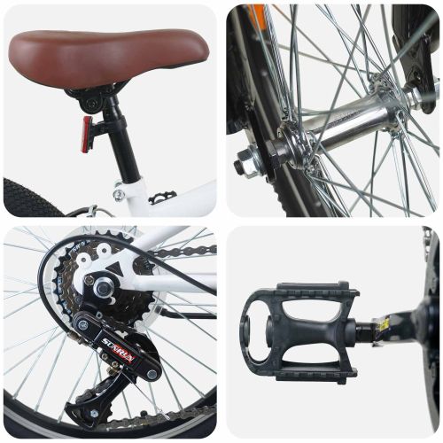 Kids Mountain Bike 20 инча 6-Speed за 5-8 години Бяло