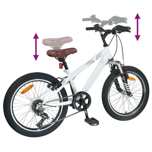 Kids Mountain Bike 20 инча 6-Speed за 5-8 години Бяло
