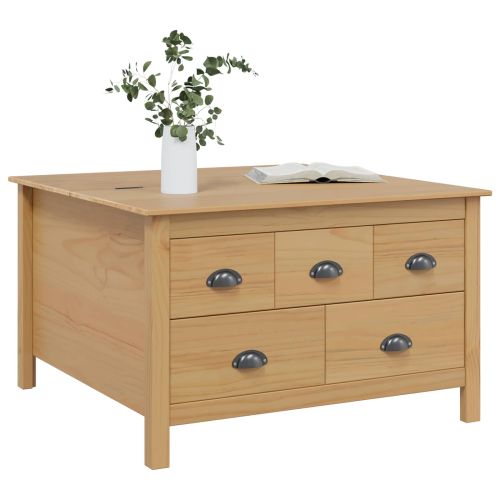 Масичка за кафе Меден кафяв 79.5 x 79.5 x 49 см Солиден бор