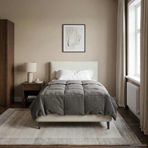 Летен юрган Патичено Светлосиво 155 x 220 cm Микрофибър