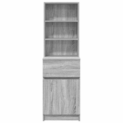 Нощно шкафче, сив сонома, 39x35x125 см, инженерно дърво