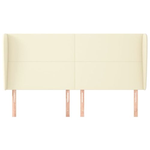 Горна табла с уши, кремава, 203x23x118/128 см, изкуствена кожа