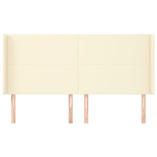 Горна табла с уши, кремава, 203x16x118/128 см, изкуствена кожа