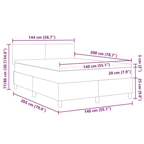 Легло с пружинирана основа Светлосив и бял 140 x 200 cm