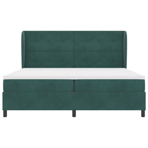 Легло с пружинирана основа Тъмен зелен 200 x 200 cm Полиестер