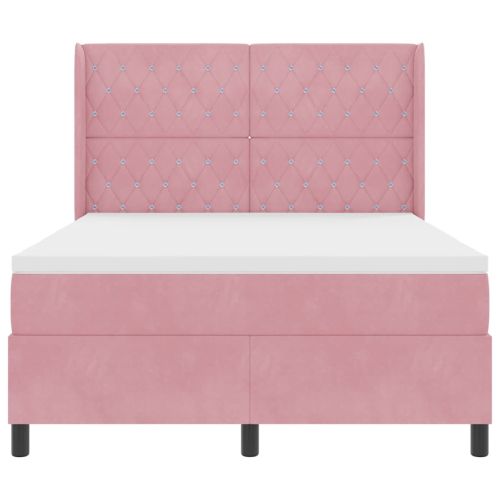 Легло с пружинирана основа с матрак Розово 140 x 200 cm Кадифе