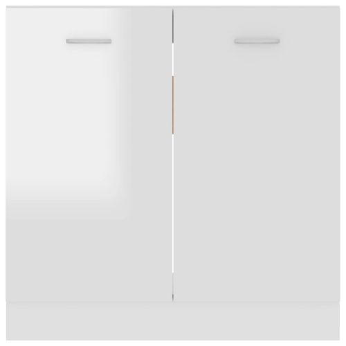 Долен шкаф за мивка "Lyon", бял гланц, 80x46x81,5 см, инженерно дърво