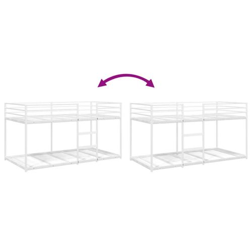 Двуетажно легло без матрак Бяло 75x190 cm Стомана