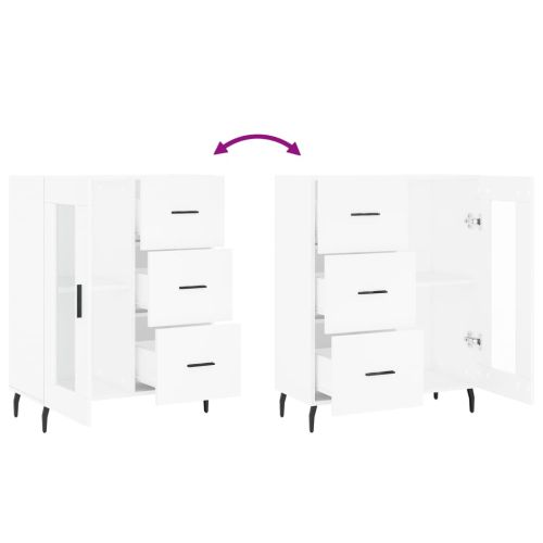 Сайдборд, бял, 69,5x34x90 см, инженерно дърво