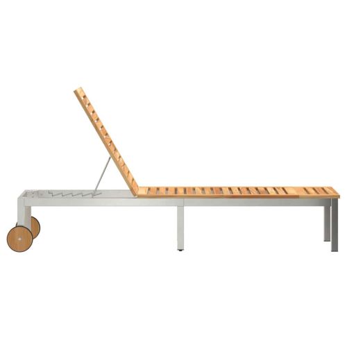 Шезлонг Натурален маслен 205 x 53 x 100 см Солидно тиково дърво