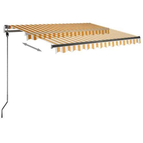 Свободностояща ръчно прибираща се тента, 350x250 см, жълто/бяло