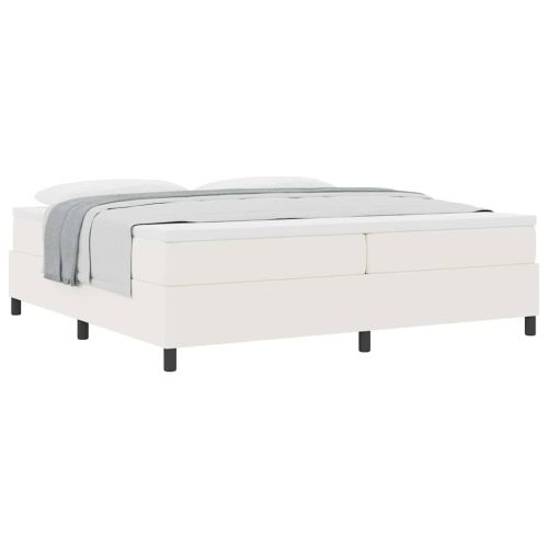 Легло с пружинирана основа Слонова кост и бяло 200 x 200 cm