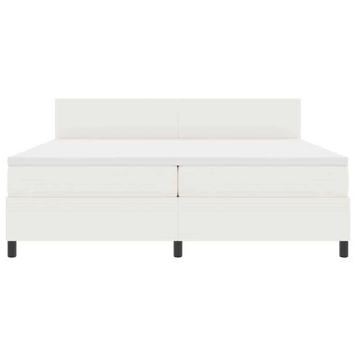 Легло с пружинирана основа Слонова кост и бяло 200 x 200 cm