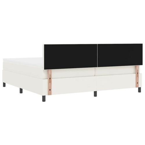 Легло с пружинирана основа Слонова кост и бяло 200 x 200 cm