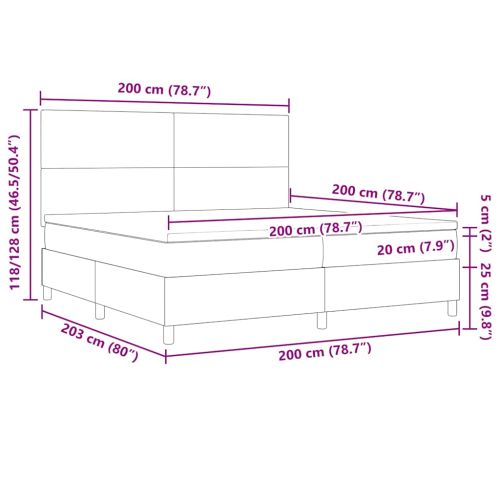 Легло с пружинирана основа Слонова кост и бяло 200 x 200 cm