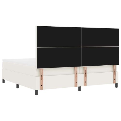 LED кутия за пружини с легло Слонова кост и бяло 200 x 200 cm