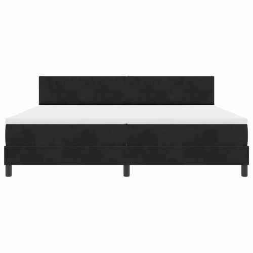 Легло с пружинирана основа с матрак Черно 200 x 200 cm Кадифе
