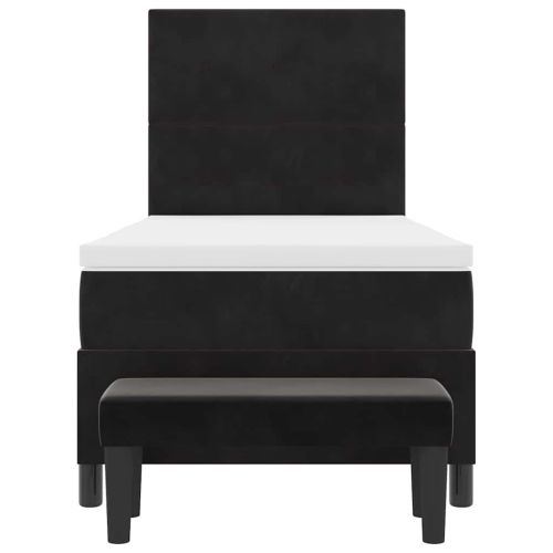 Легло с пружинирана основа с матрак Черно 100 x 200 cm Кадифе