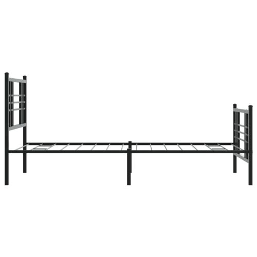 Метална рамка за легло с горна и долна табла, черна, 90x190 см