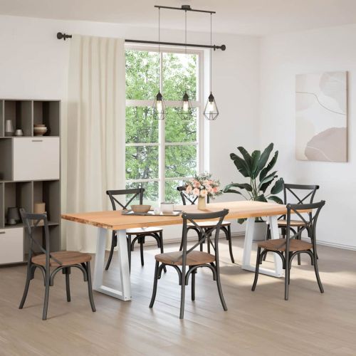 Крака за трапезна маса, V-образни, 2 бр., бели, 60 x (72-73,3) см, стомана