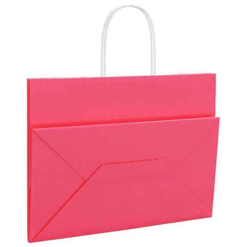 Хартиени торбички 250 бр с дръжки розови 32x17x25 см