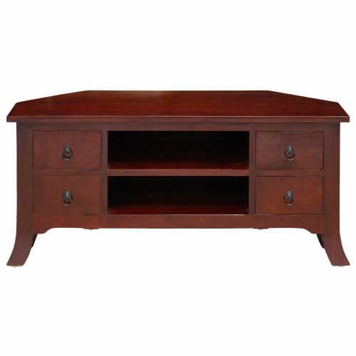 ТВ шкаф Кафяво 100 x 40,5 x 46 см Масивно махагоново дърво