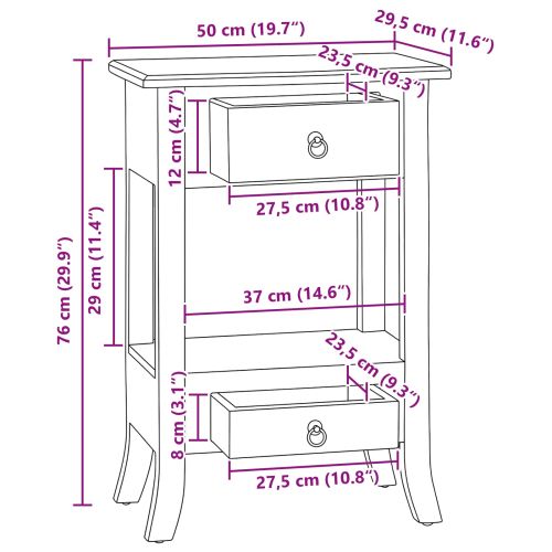 Конзолна маса Кафяво 50 x 29,5 x 76 см Масивно махагоново дърво