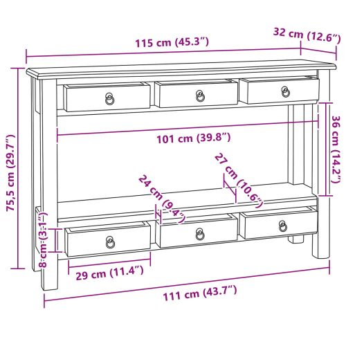 Конзолна маса с чекмедже Кафяво 115 x 32 x 75,5 см