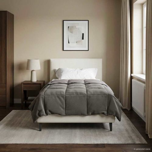 Летен юрган Патичено Светлосиво 135 x 200 cm Микрофибър