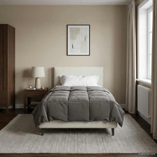 Летен юрган Патичено Светлосиво 135 x 220 см Микрофибър