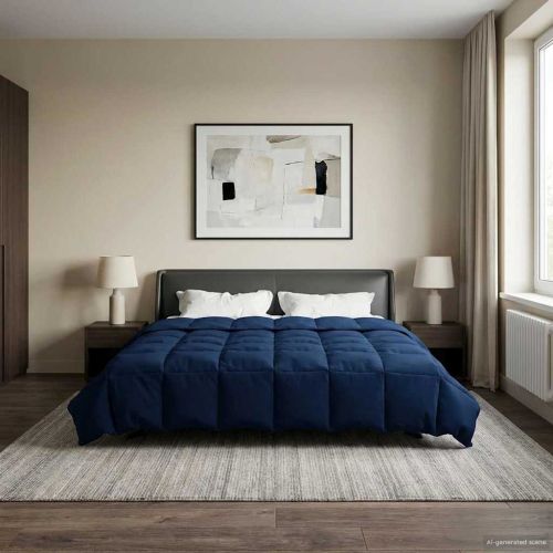 Летен юрган Патичено Тъмен син 200 x 240 cm Микрофибър