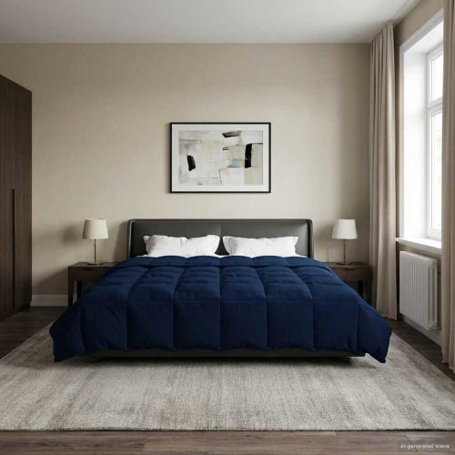 Летен юрган Патичено Тъмен син 240 х 260 см Микрофибър