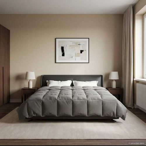 Пълно годишно юрганче Светлосиво 200 x 240 cm Микрофибър