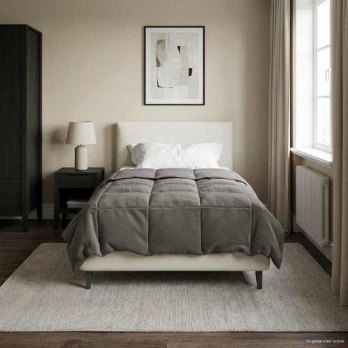 Пълно годишно юрганче Светлосиво 155 x 220 cm Микрофибър