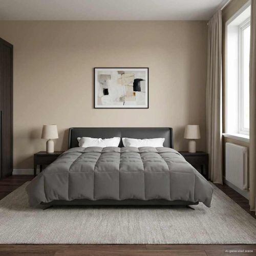 Пълно годишно юрганче Светлосиво 200 x 220 cm Микрофибър