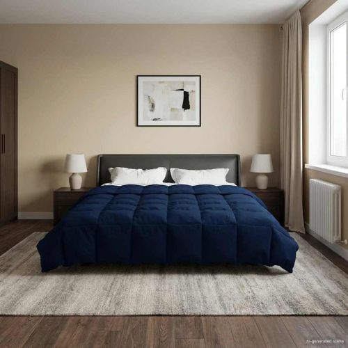 Пълно годишно юрганче Тъмен син 200 x 240 cm Микрофибър
