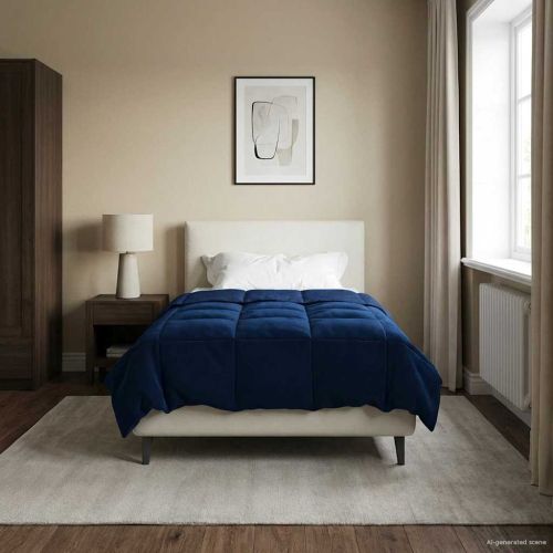 Зимен юрган Патичено Тъмен син 140 x 200 cm Микрофибър