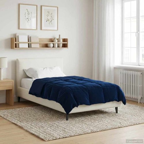 Зимен юрган Патичено Тъмен син 135 x 220 см Микрофибър