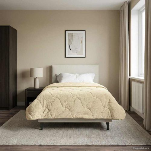 Летен юрган Крем 140 x 220 cm Микрофибър и тедди флийс