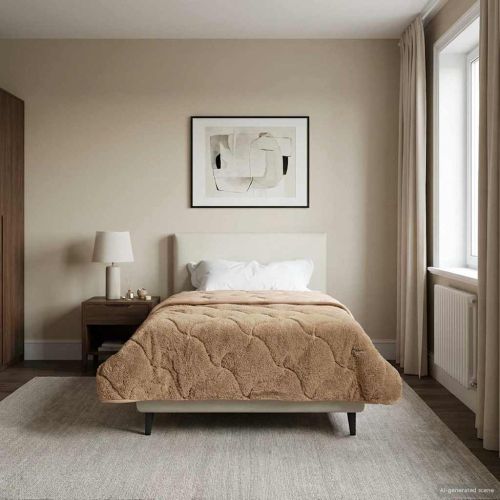 Пълно годишно юрганче Патичено Таупе 155 x 200 см