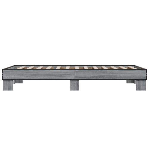 Рамка за легло, сив сонома, 90x190 см, инженерно дърво и метал