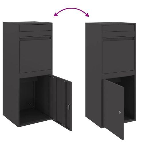 Пощенска кутия за пратки с врата Черно 41 x 38 x 103 см Стомана