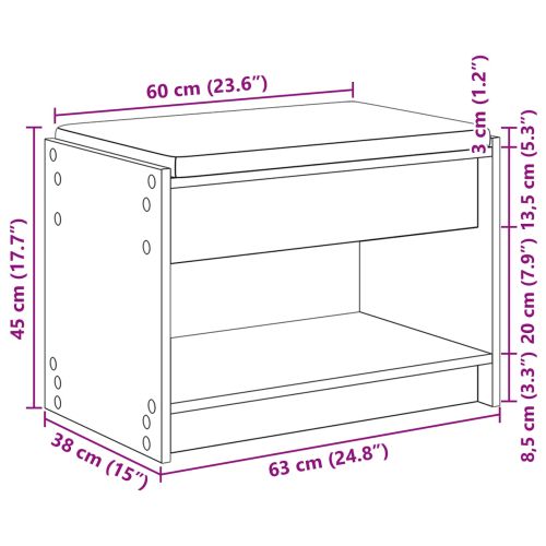 Пейка за коридор с възглавница Сонома дъб 63 x 38 x 45 см