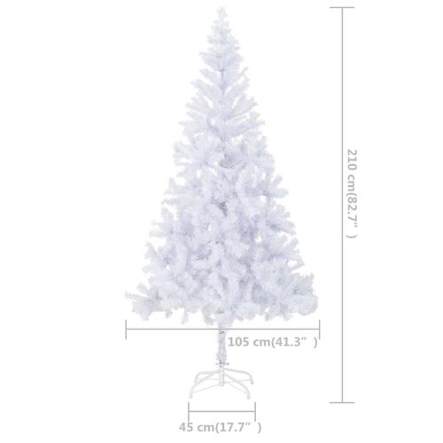 Изкуствена осветена коледна елха с топки, 210 см, 910 клонки